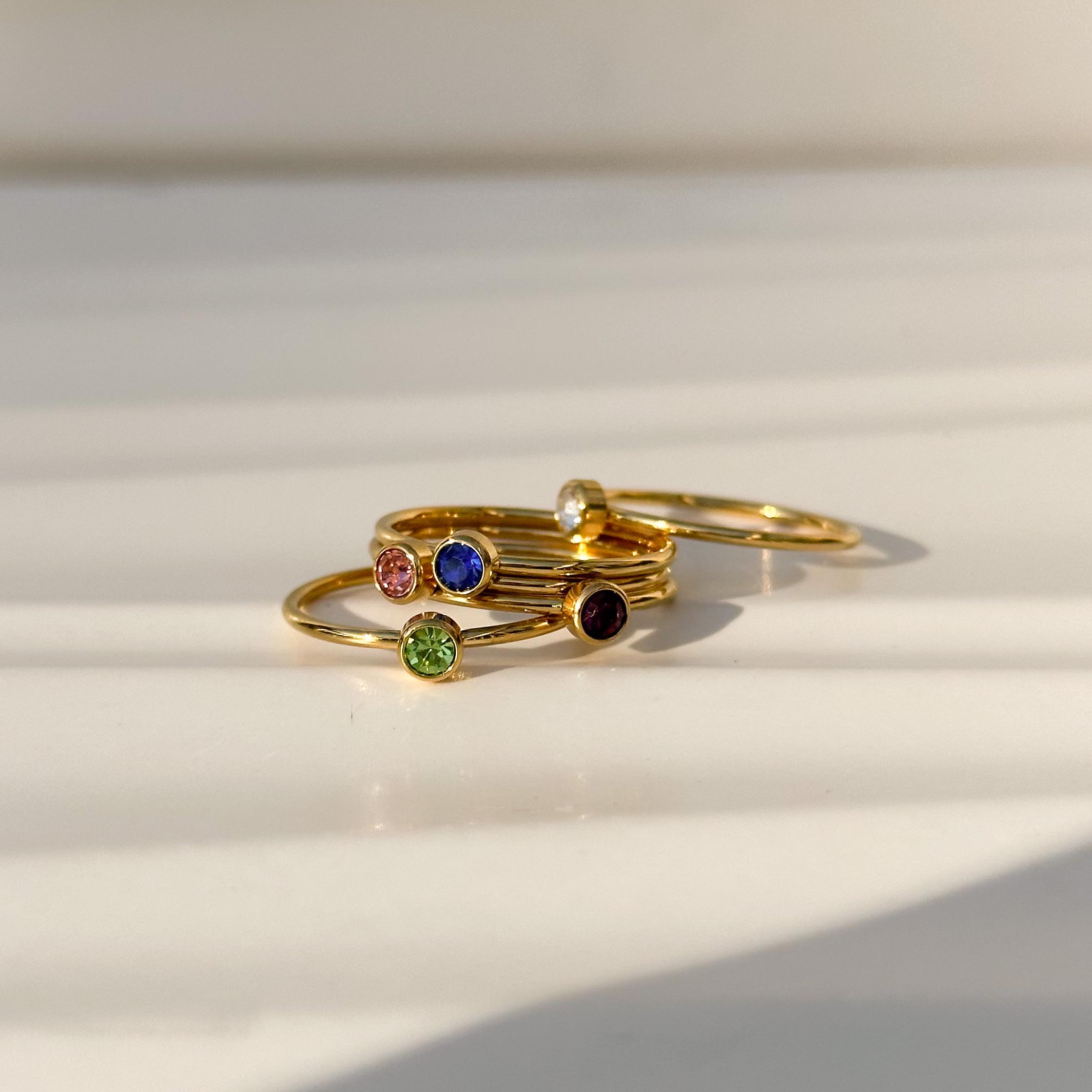 Stackable Mothers Rings Examples Stackable Birthstone Rings Gold Dainty Everyday Mother Ring Gift ...