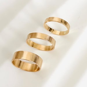 Everyday gold rings 14k gold filled band rings wide flat stackable rings image 1