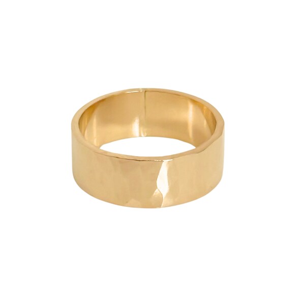 Gold cigar band ring statement ring 14k gold filled hammered wide band ring - 6 mm *SIZE UP 1/2 SIZE*