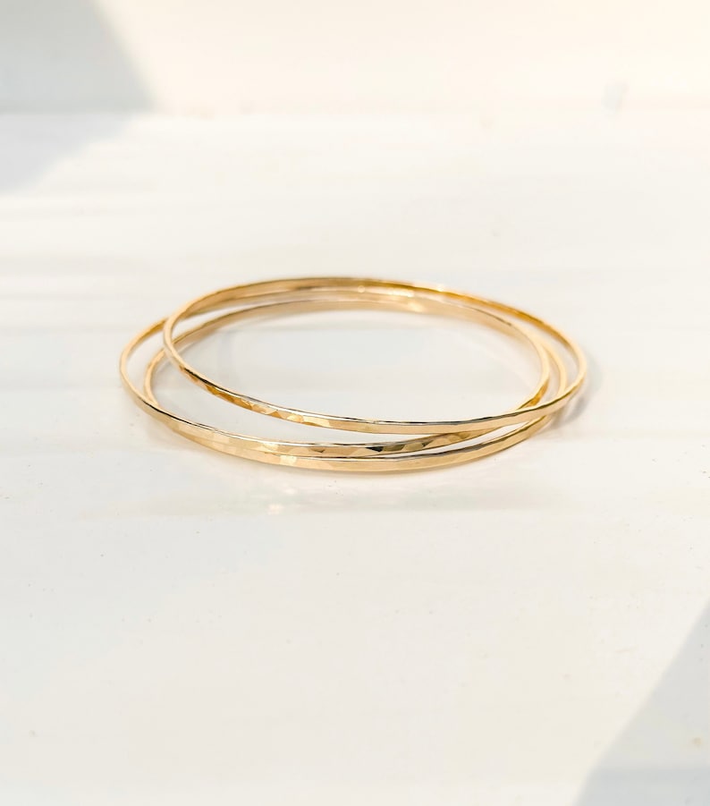 Gold bangle set bracelet set minimalist everyday permanent bracelets 14K GOLD FILLED image 1