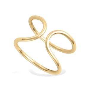 Gold Double Band Cuff Ring Adjustable gold ring