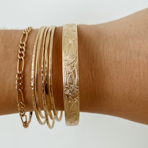 Floral cuff bracelet womens adjustable cuff bracelet 14k gold filled bangle bracelet gift for her