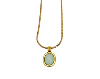 Aquamarine Necklace gold March Birthstone green blue gemstone pendant necklace