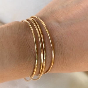 Gold bangle set bracelet set minimalist everyday permanent bracelets 14K GOLD FILLED image 2