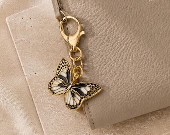 Butterfly Bag Charm, Cottagecore Purse Charm, Nature Lover Gift, Gold Butterfly Keychain, Fairycore Accessory for Women