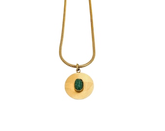 Emerald Medallion Necklace Gold