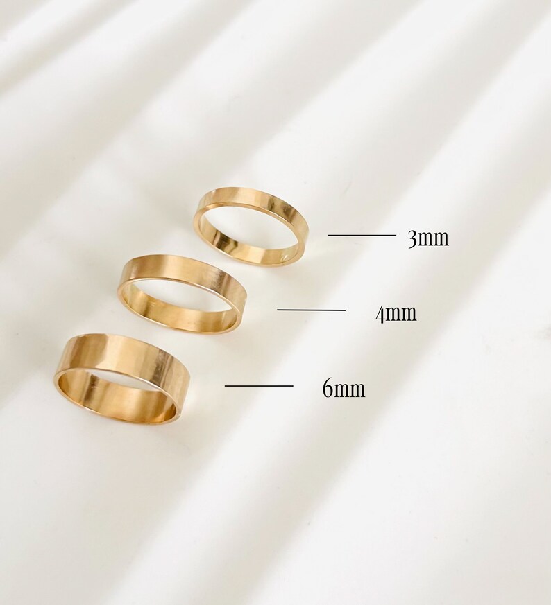 Everyday gold rings 14k gold filled band rings wide flat stackable rings image 9