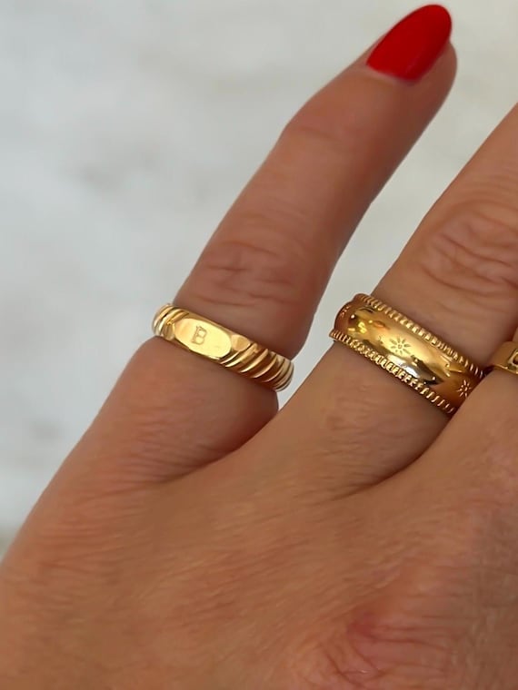 Gold filled initial ring signet pinky ring custom ring jewelry gift personalized ring gold womens ring