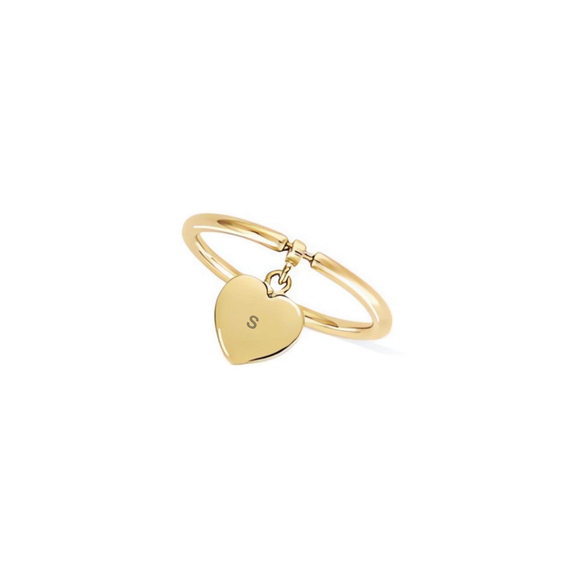 Heart Charm Initial Ring gold personalized ring custom charm ring gift for women mothers day gift
