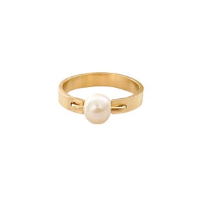 Pearl Ring, 14k Gold Filled Ring Band, Gold Pearl Ring, Gold Ring ...