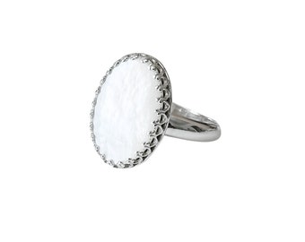 Mother of Pearl Statement Ring Sterling Silver