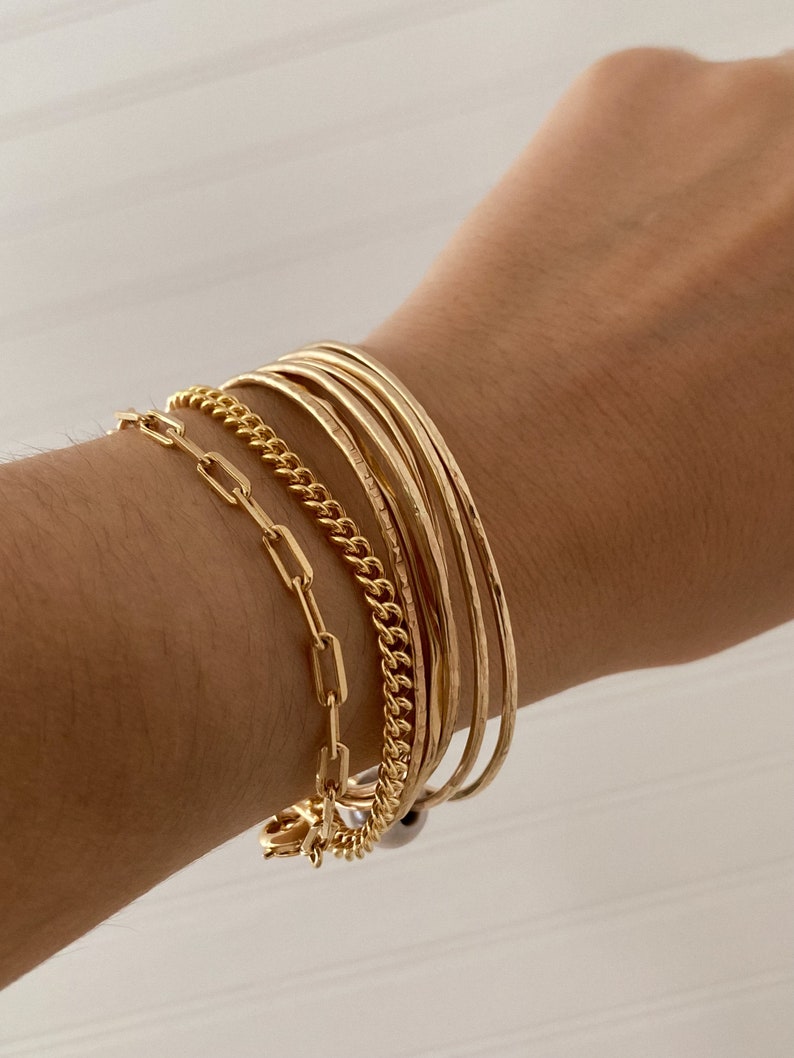 Gold bangle set bracelet set minimalist everyday permanent bracelets 14K GOLD FILLED image 4