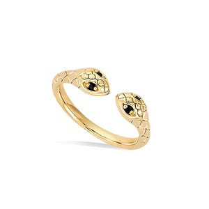 Gold snake ring, serpent ring, cuff ring, adjustable snake ring
