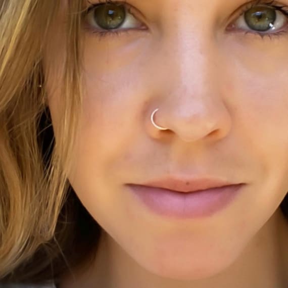 Gold Nose Hoop Ring Size Options Include Gauge Thickness Choices Available Hypoallergenic Jewelry Tarnish Proof Waterproof Design Minimalist