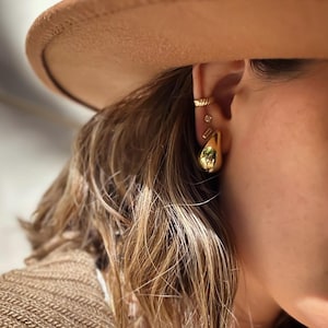 Modern Fashion Collection Gold Ear Cuff Set Waterproof Design Adjustable Size Range Beautiful Edge Detail Minimalist Style Non Pierced Set of 2 Daily Wear Jewelry Perfect Gift Choice Elegant Accessory Piece