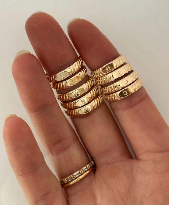 14k Gold Fill Initial Signet Ring Custom Rings for Women