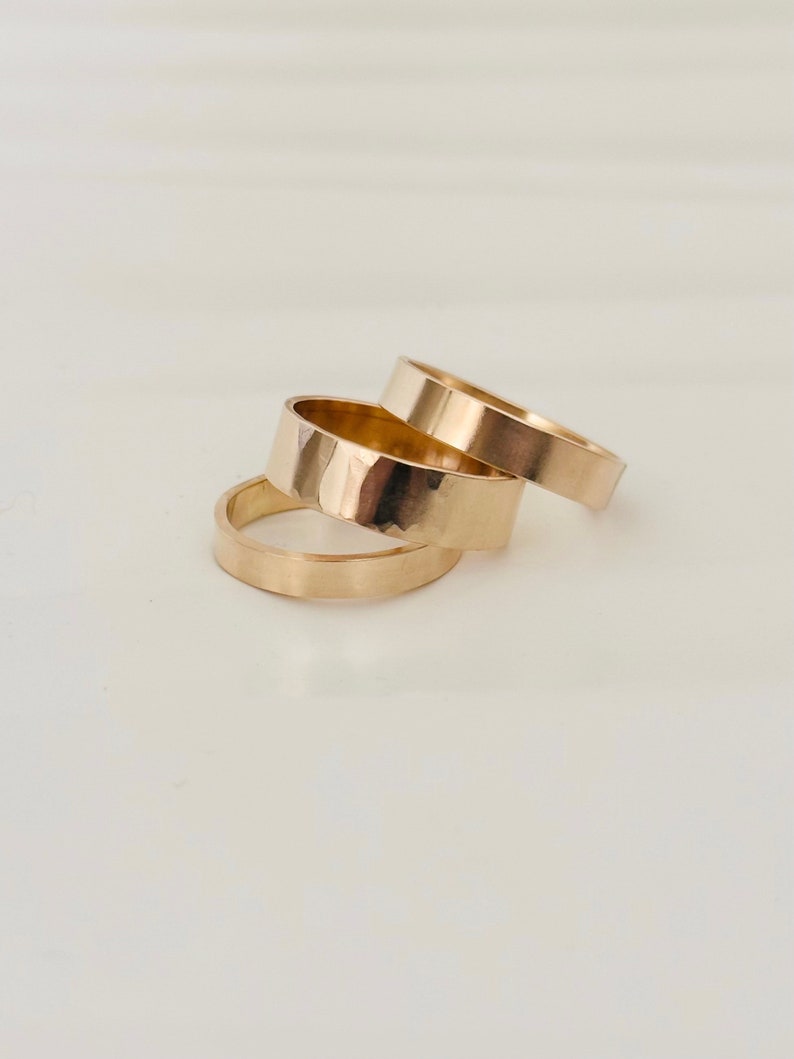 Everyday gold rings 14k gold filled band rings wide flat stackable rings image 6