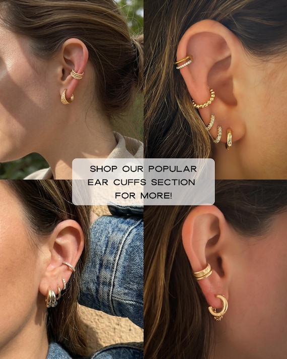 Crystal Ear Cuff Gold Cartilage Clip Earring No Piercing 