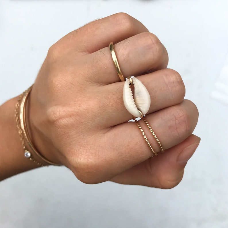 stacking ring gold filled ring beach jewelry Shell ring boho ring statement ring cowrie shell ring