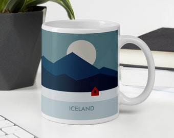 Iceland Mug, Mid-Century, Minimalist Style.