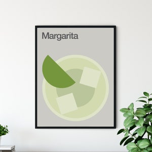 Impression de cocktail Margarita, minimaliste, design moderniste suisse Mid-Century, art de la cuisine.