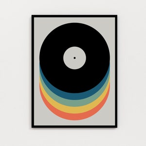 Vinyl Record Downloadable Print, Mid-Century Modern Style Art Print, Retro Minimalist Wall Decor.