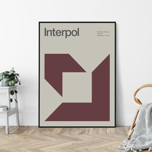 Interpol Reimagined Gig Poster, Mid-Century, Modernist Art Print, Music Poster.