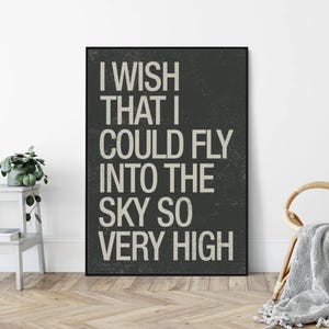 Fly Away, Mid-Century Modern Style Art Print, Minimalist Typography.