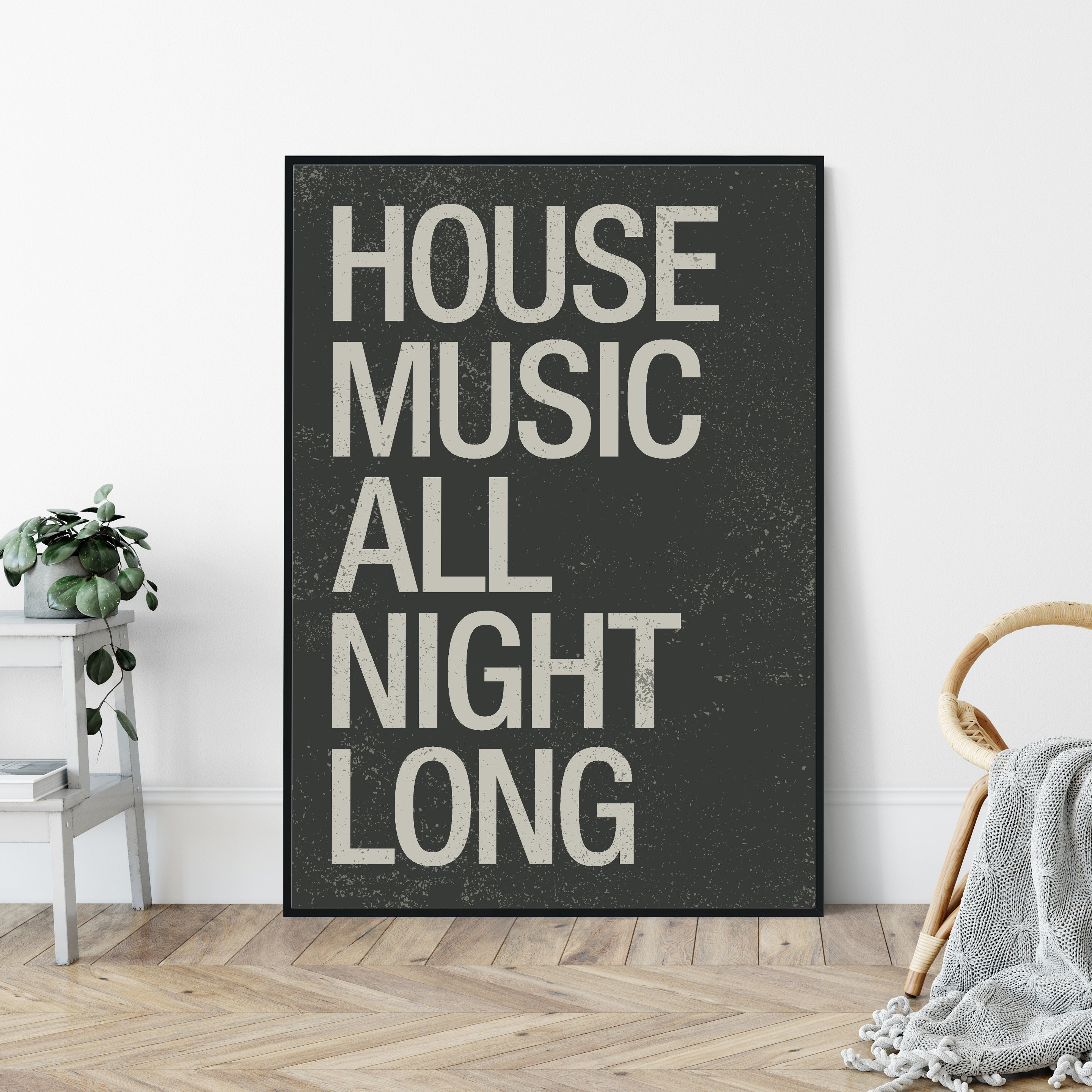 最大の割引 House Music All Night Long, Mid-century Modern Style Art その他