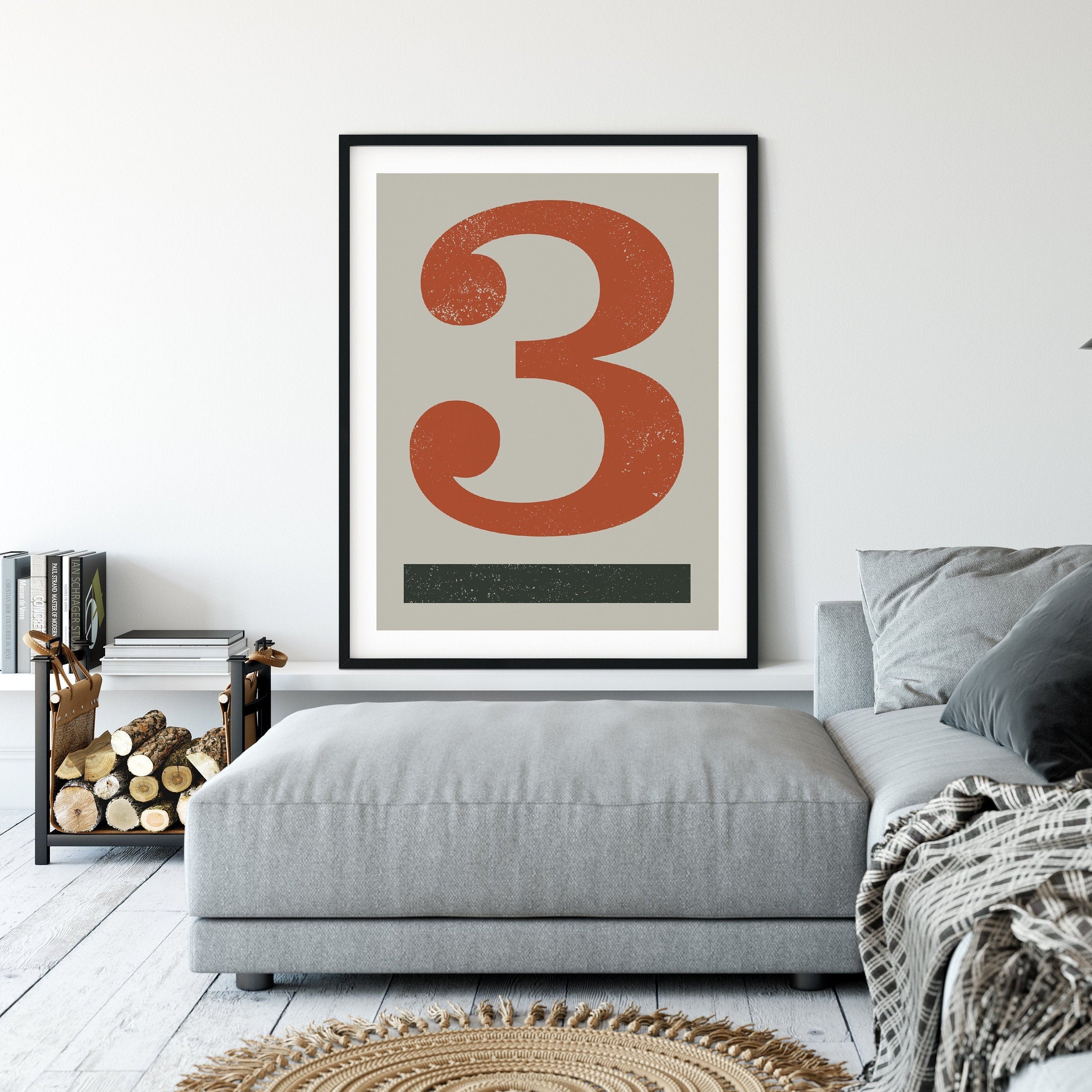 Typography Number Print Midcentury Modern Art Print. Etsy UK