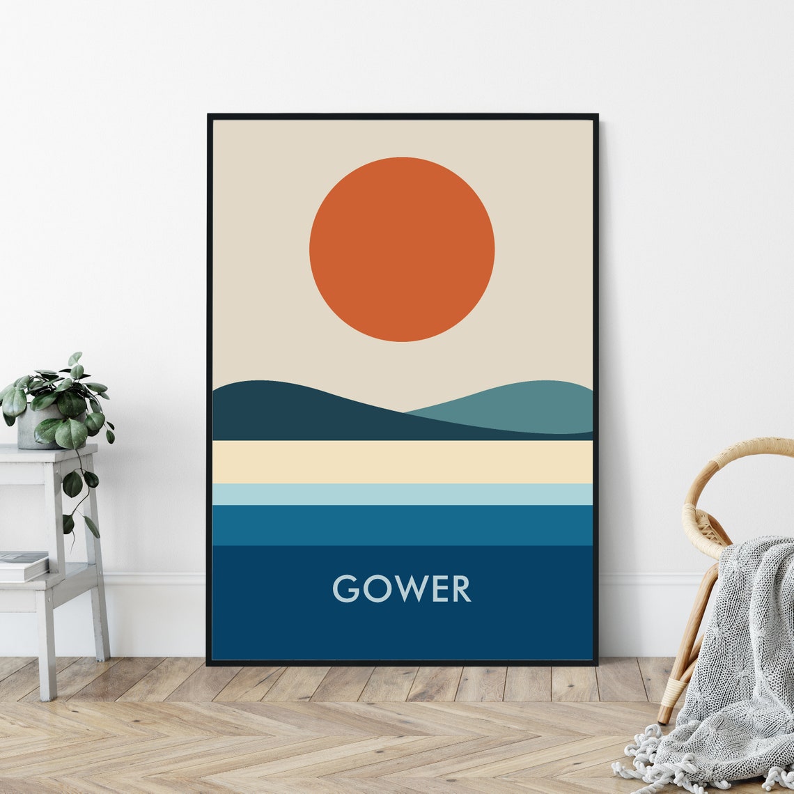 Gower Midcentury Art Print Travel Poster Print Seaside Etsy