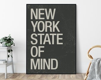 New York State of Mind, Mid-Century Modern Style Art Print, Minimalist Typography Wall Decor, Music Print.