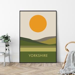 Yorkshire Dales, Mid-Century Art Print, Travel Poster Print, Modernist, Minimalist, Yorkshire Dales Countryside.