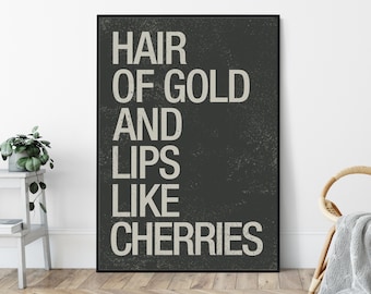 Tom Jones, Green Green Grass of Home Lyric Print, Mid-Century Modern Style Art Print, Minimalist Typography Wall Decor.