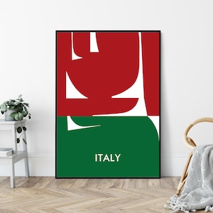 Italy Abstract Flag, Mid-Century Art Print, Travel Poster Print, Minimalist Geometric Vintage Design.