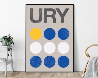 Uruguay Abstract Flag, Mid-Century Art Print, Travel Poster Print, Minimalist, Modernist Vintage Design.