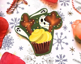 Reindeer Cupcake Sticker, Christmas Cupcake Sticker, Christmas Decor, Reindeer Decoration, Holiday Cupcake, Creepmas Cupcake,