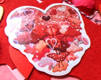 Etiqueta engomada del día de San Valentín - pegatina holográfica - pegatina del día V - arte del diario - pegatina de grado B - pegatina linda del día de San Valentín - pegatina del corazón