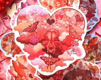Snowflake Holographic Heart Sticker - Waterproof Sticker - Goth Sticker - Valentines Day Sticker - Spooky Cute - Holographic Sticker