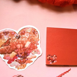 Red Post it Notes with a Red Heart Goth Stationary Red Notepad Cute Stationary Red Memo Pad Mini Notepad Cute Notes image 2