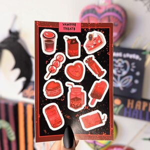 Arkusz naklejek Vampire Treats / Arkusz naklejek Goth / Naklejki Kawaii / Dekoracje Goth / Naklejki do dziennika / Halloween / Naklejki Vampire