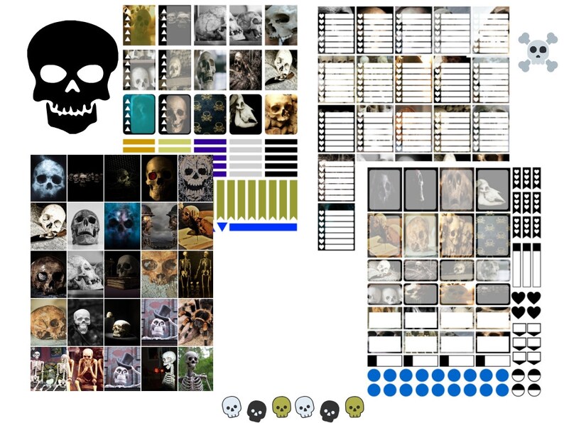 Skull Planner Sticker Set Bujo Stickers Weekly Planner Etsy