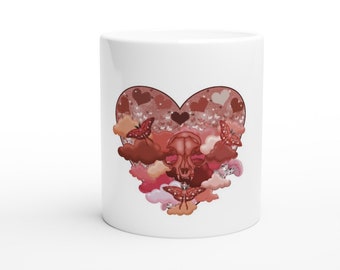 Valentines Day Mug - Valloween Mug - Valentines Day Mug - Vday Mug - Spooky Valentines Mug - Goth Valentines Day - White 11oz Ceramic Mug