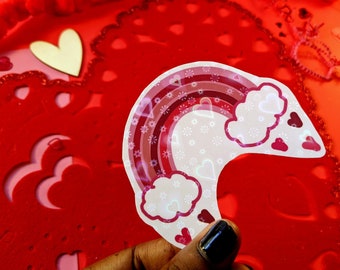 Rainbow Sticker - Valentine's Day Sticker - Hearts Sticker- V-day Sticker - Rainbow Aesthetic - Holographic Sticker