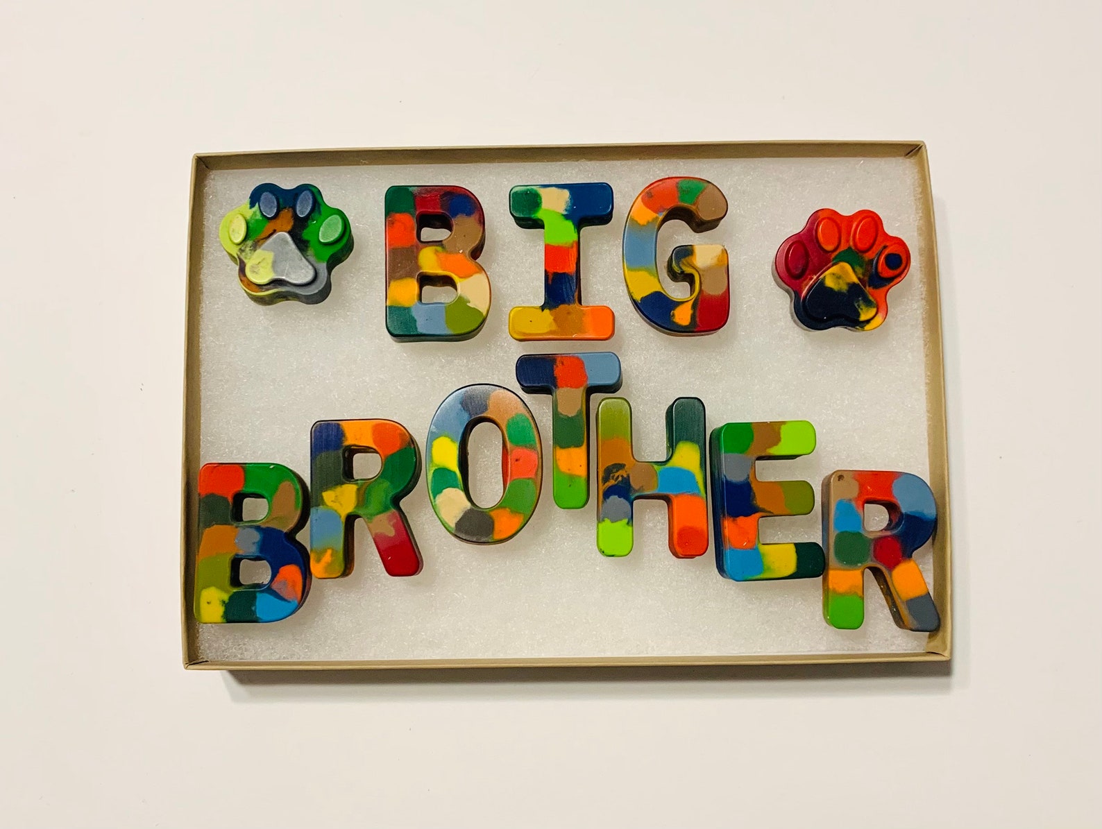 Baby Shower Gift Big Brother Gift Paw Print Crayons Etsy