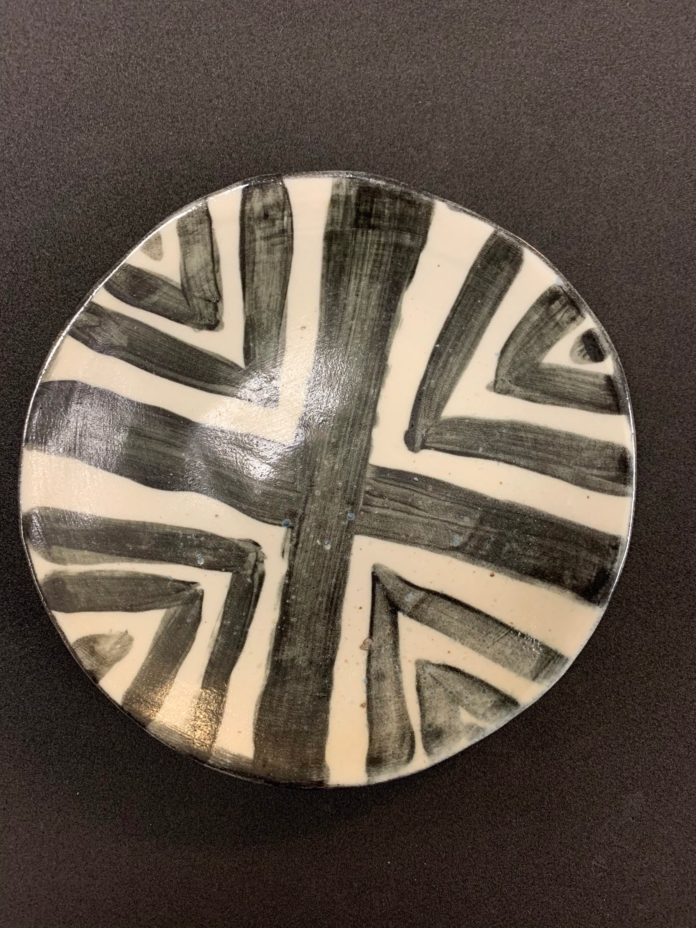 Black and white porcelain plate. Geometric 5 Etsy