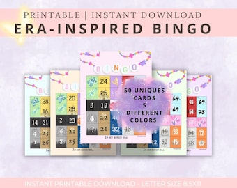 Era-Inspired Bingo, 50 Unique Cards, Printable (Digital Download)