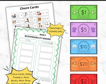 Mom Bucks Reward System Bundle | Printable Mom Shop & Chore Charts for Kids