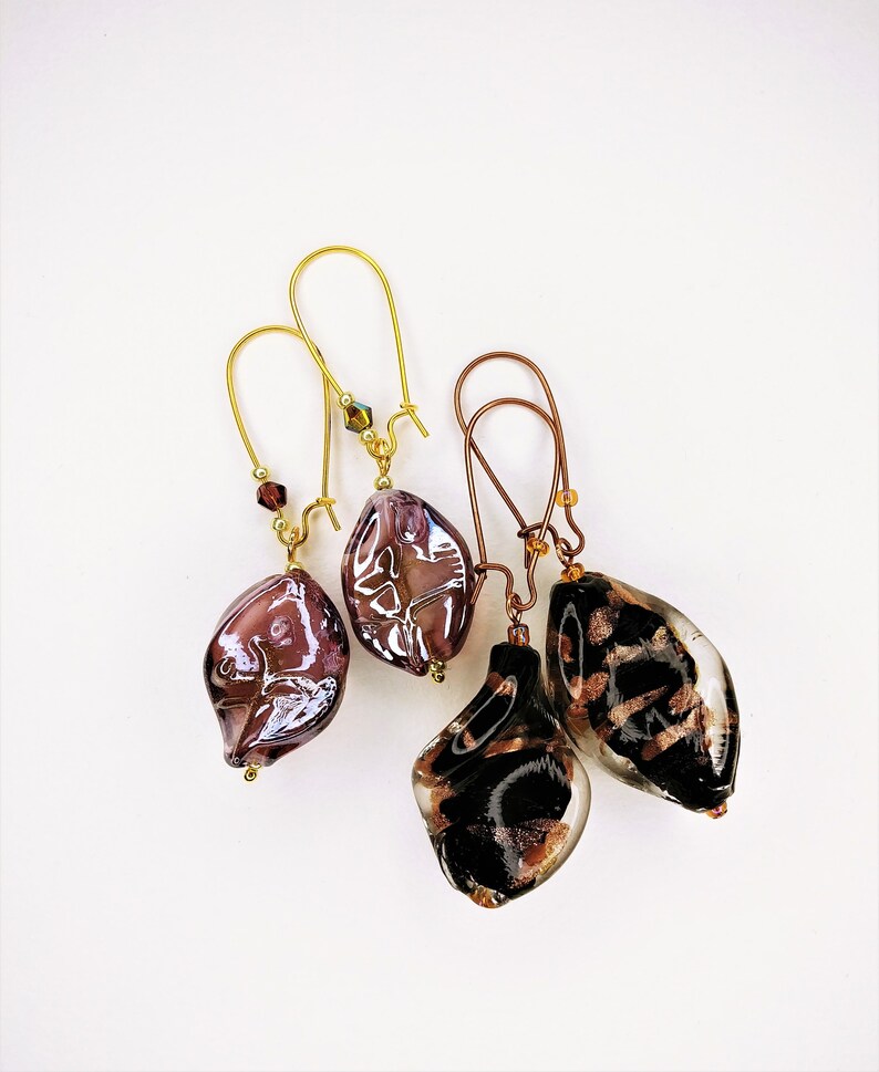 Vintage Lampwork Czech Glass Beaded Earrings Only One Pair of Each Available!