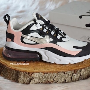 Swarovski Bling Nike Air Max 270 React Shoes in Silver Swarovski
